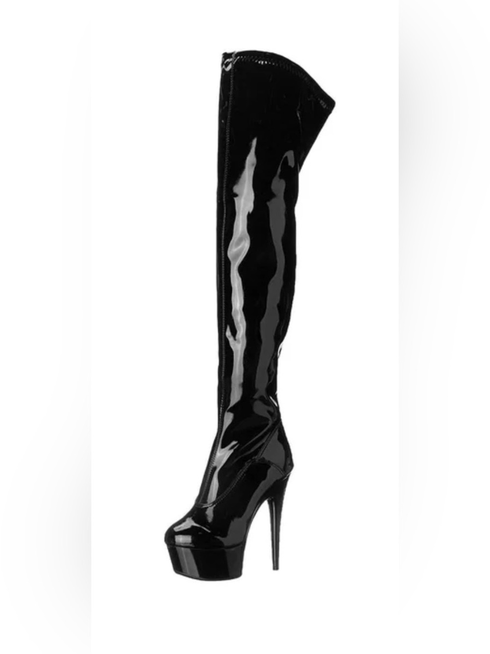 Ellie Black Patent Over-the-Knee Platform Boots — Size 10